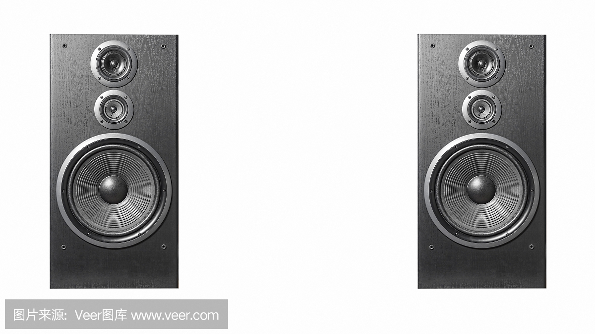 近距離播放高保真黑色揚聲器。專業(yè)音響設(shè)備